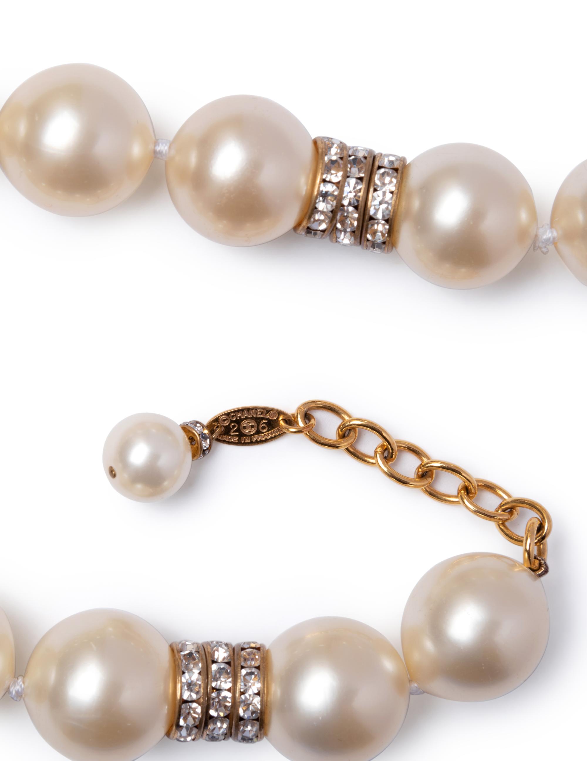 Chanel Faux Pearl Ear Clips and Necklace, 1991-1994