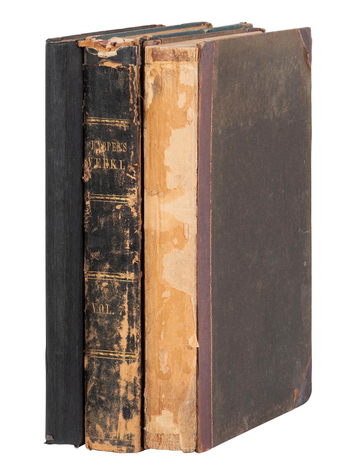[CIVIL WAR]. Harper's Weekly . A group of 3 bound volumes for 1862 (partial), 1863, and 1864. New York: Harper & Brothers.