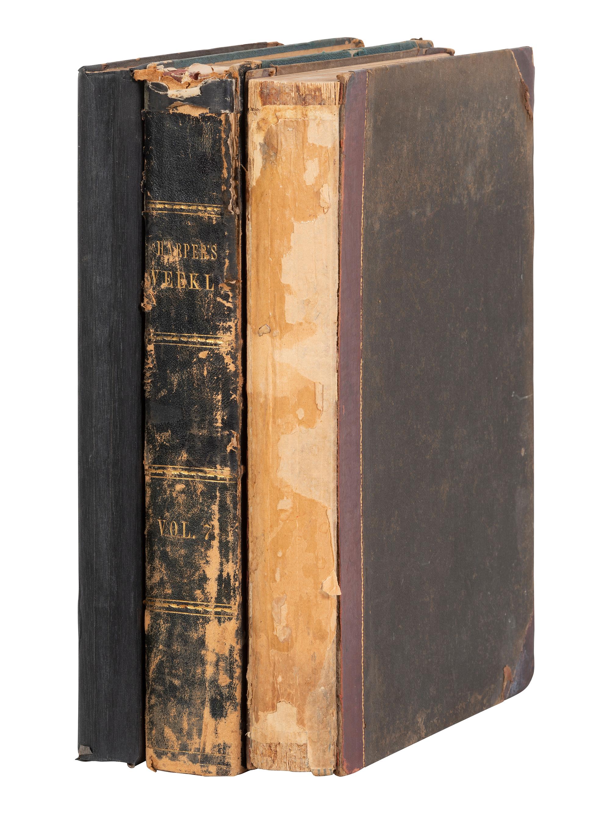 [CIVIL WAR]. Harper's Weekly . A group of 3 bound volumes for 1862 (partial), 1863, and 1864. New York: Harper & Brothers.