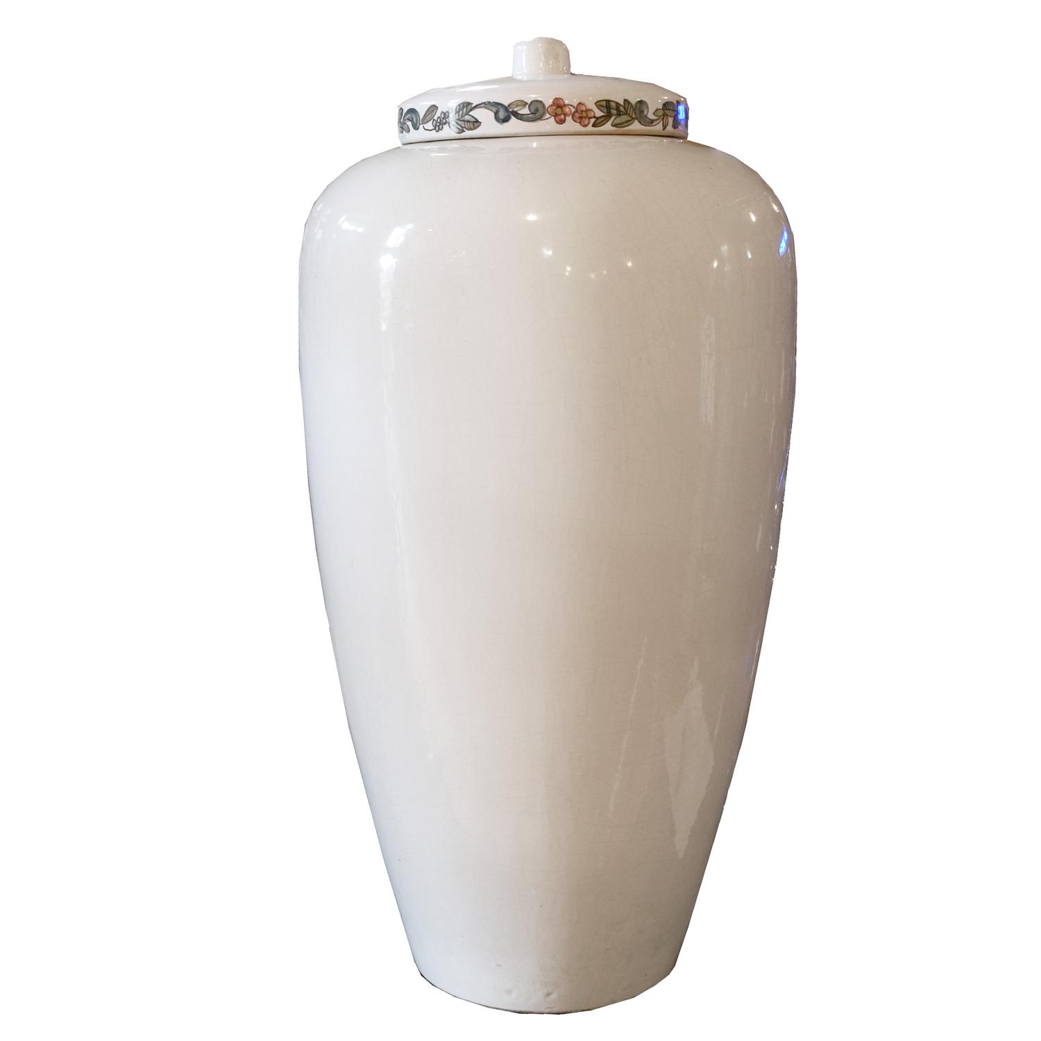 A Hand-Painted Porcelain and Brass Coffee Bean Dispenser 13.5" W x 15" D x 29" H — Italy, Circa 1900