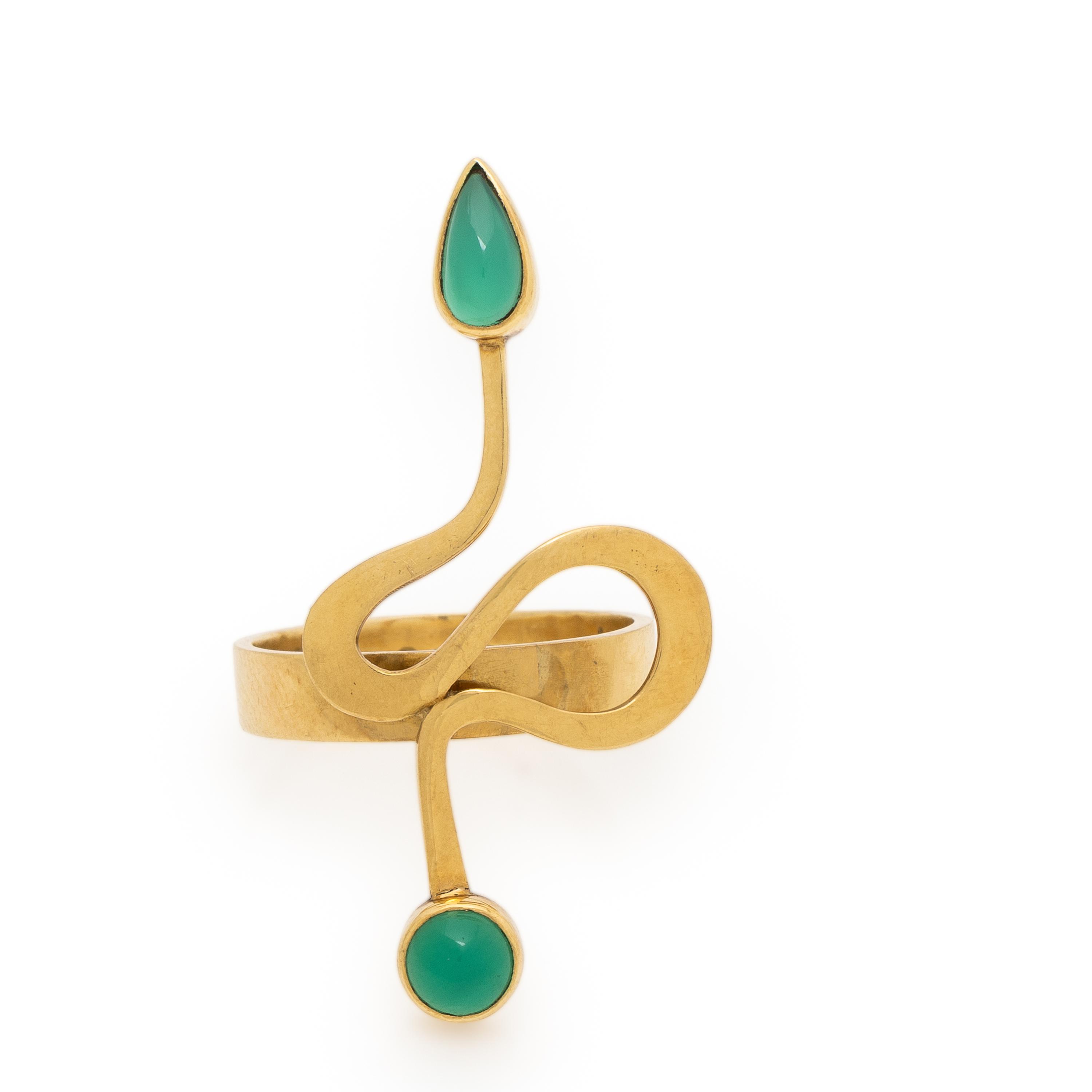 Wendy Ramshaw, Yellow Gold and Chrysoprase Snake Ring