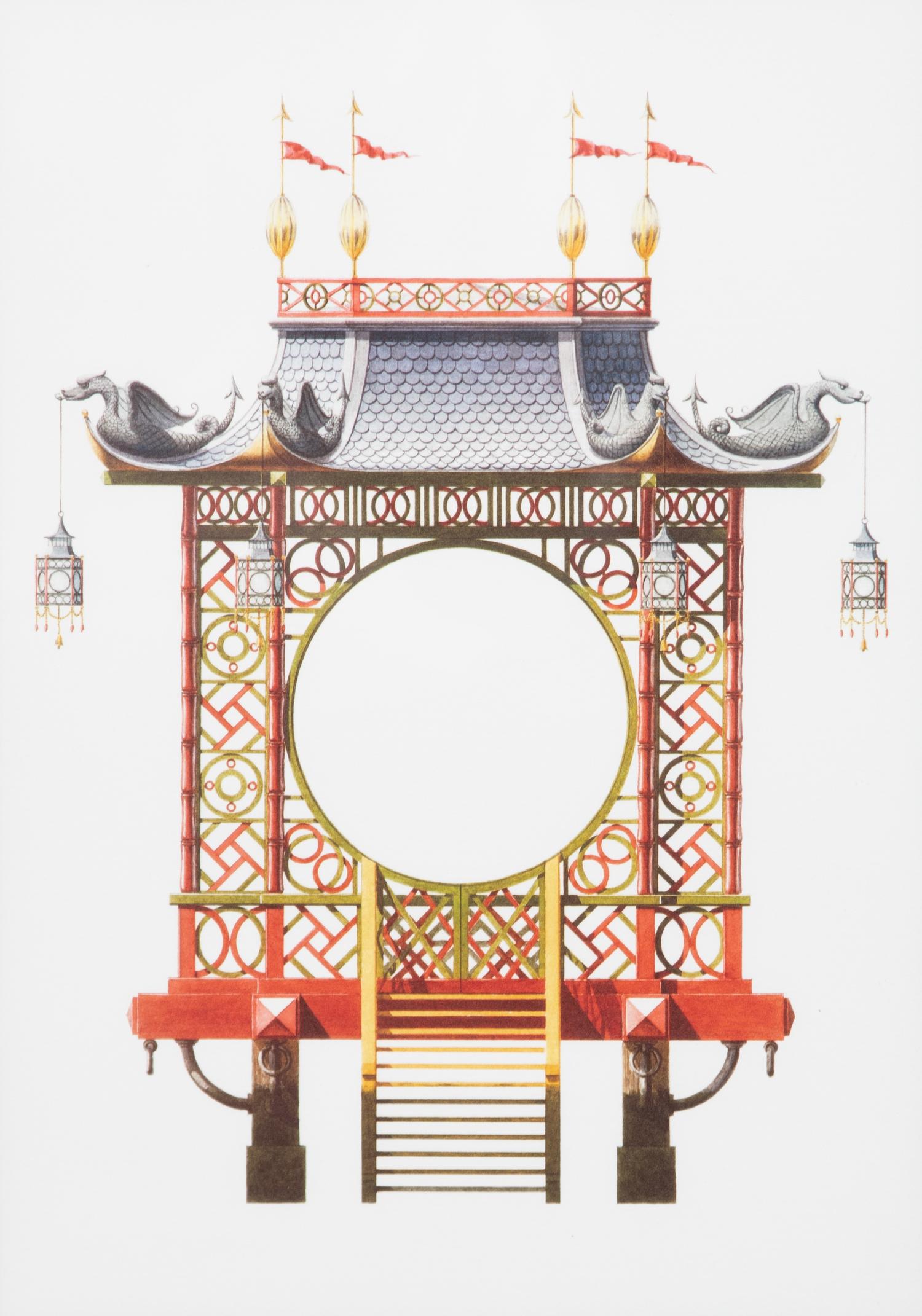 A Group of Gilt Framed Color Reproductions of Dams & Zega's Watercolors Chinoiseries Framed 17 1/2 x 13 5/8 inches. — 20TH CENTURY