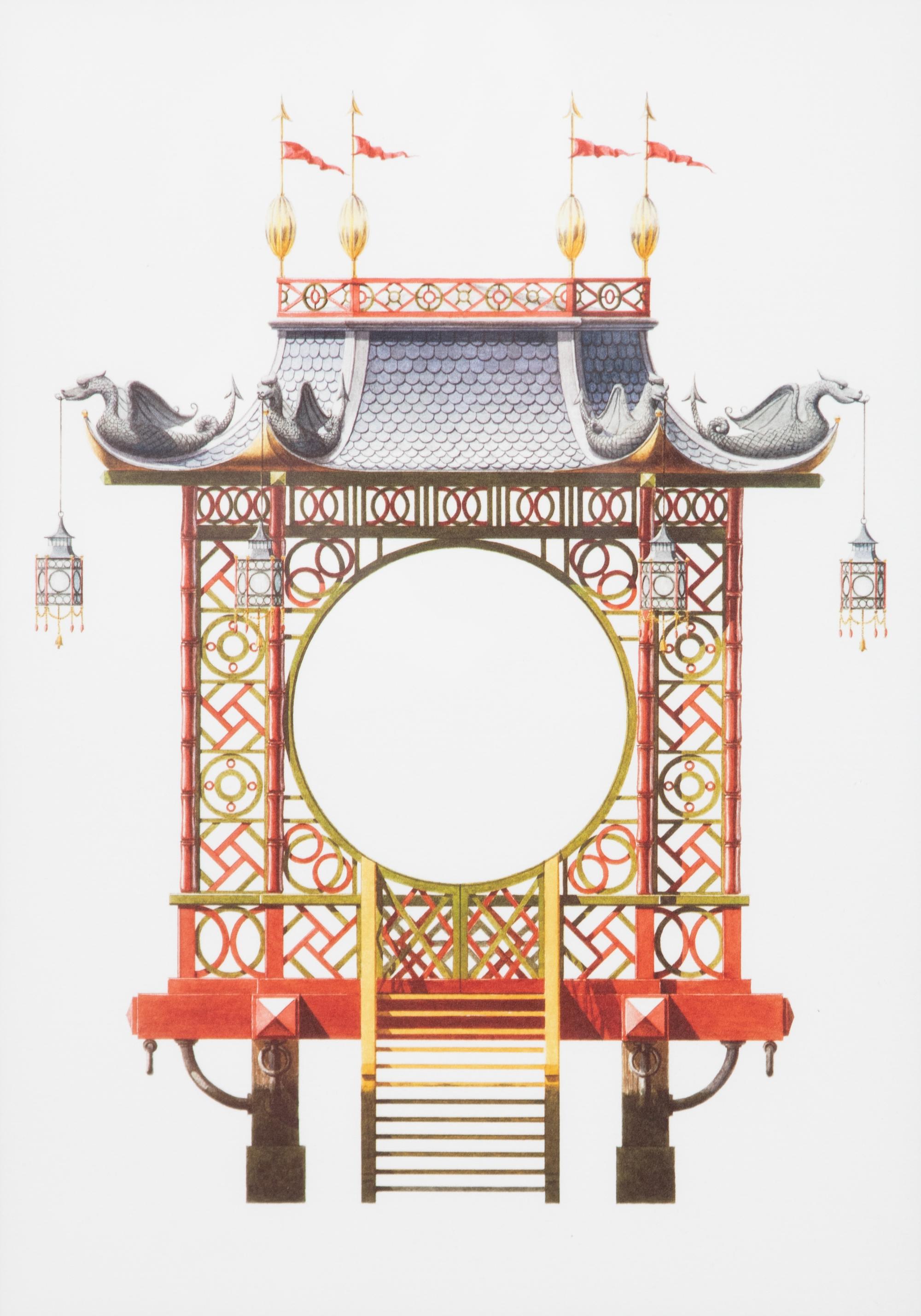A Group of Gilt Framed Color Reproductions of Dams & Zega's Watercolors Chinoiseries Framed 17 1/2 x 13 5/8 inches. — 20TH CENTURY