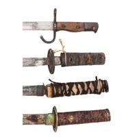 Lot of 4 Japanese Edged Weapons Including: 3 Wakizashi and a Type 30 Bayonet