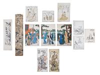 Eleven Assorted Japanese Woodblock Works, 18th-19th Century