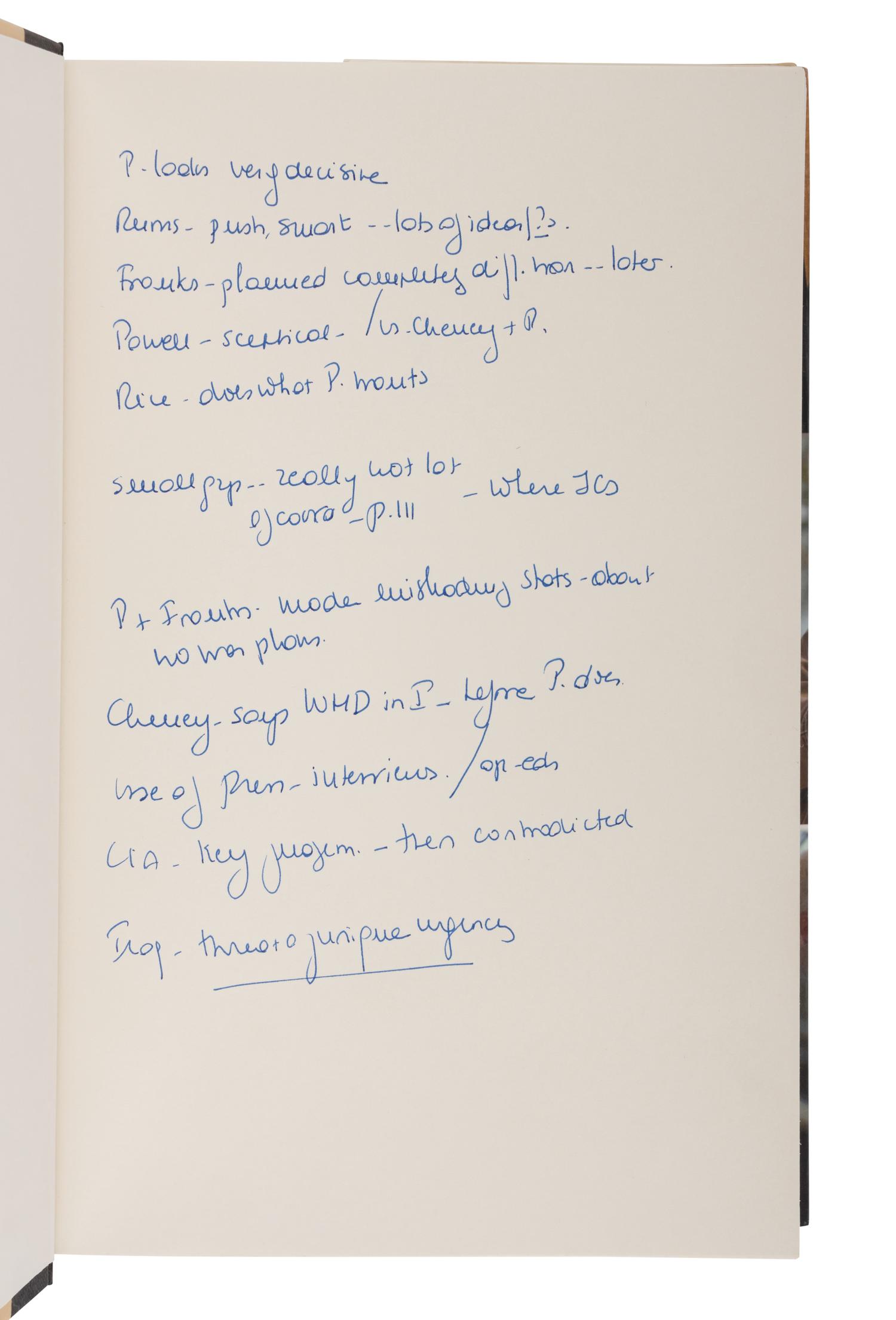 WOODWARD, Bob. Plan of Attack. 2004. FIRST EDITION. WITH ANNOTATIONS IN MADELEINE ALBRIGHT’S HAND.