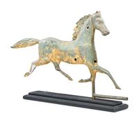 A Cast Zinc and Parcel Gilt Molded Copper Trotting Horse Weathervane