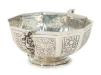 A Mexican .925 Silver Two-Handle Hand Hammered Bowl — MID-2OTH CENTURY