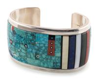 Silver Cuff with Mosaic Inlay