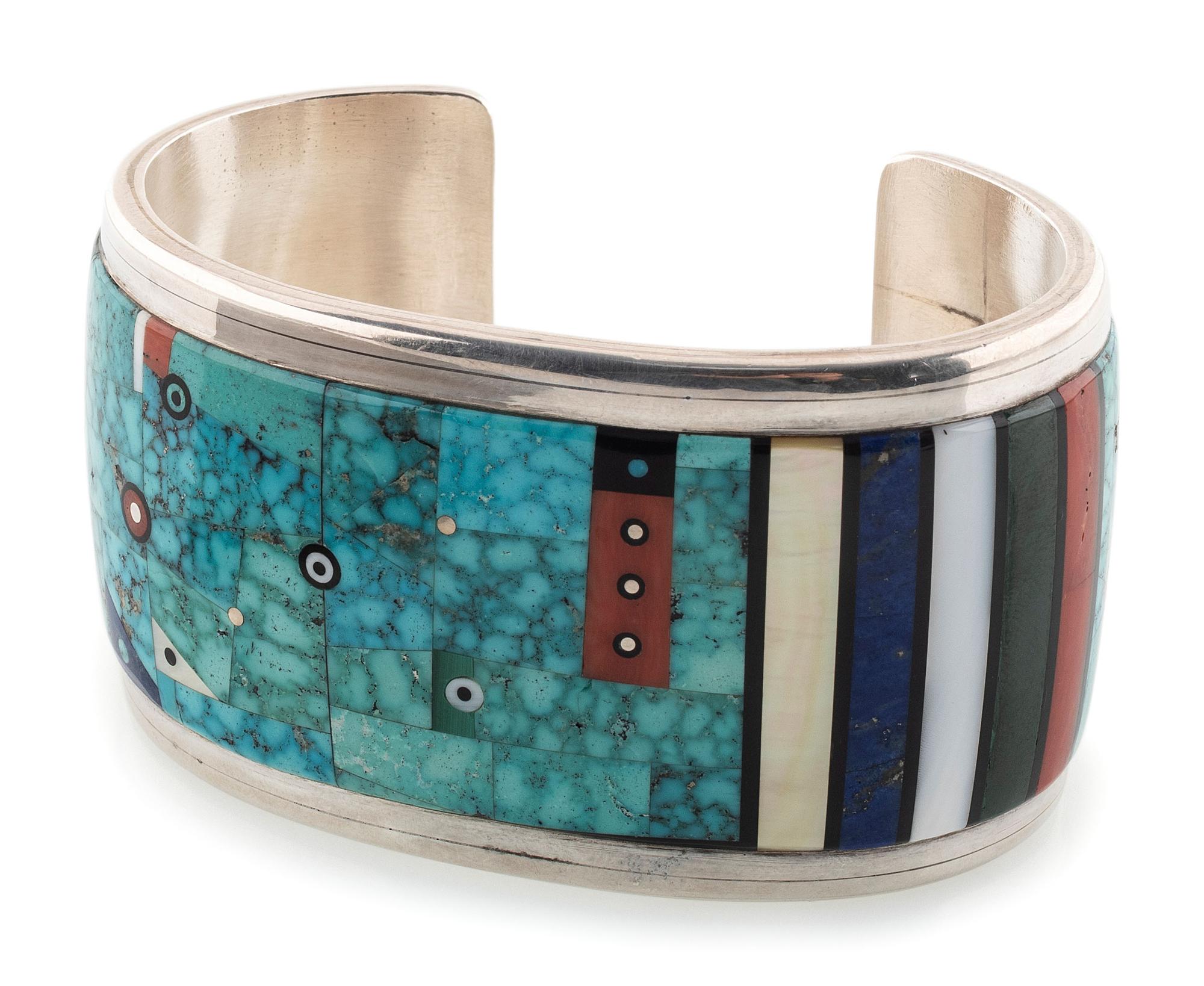 Silver Cuff with Mosaic Inlay
