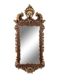 A George II Style Parcel Gilt Mahogany Mirror