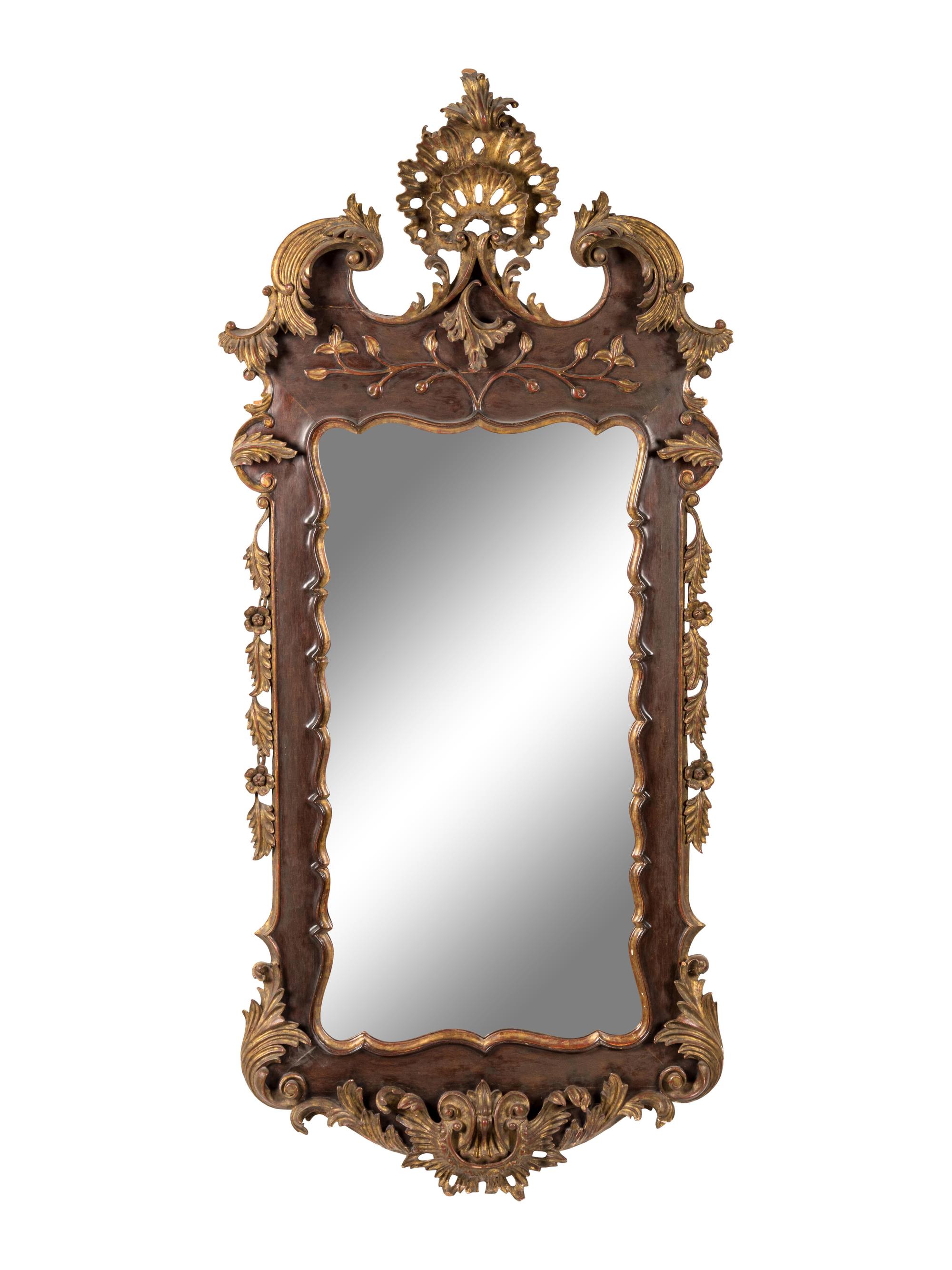 A George II Style Parcel Gilt Mahogany Mirror