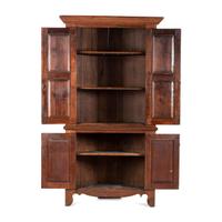 A Chippendale Paneled Cherrywood Corner Cupboard