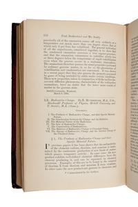RUTHERFORD, Ernest, 1st Baron Rutherford of Nelson (1871-1937); Frederick SODDY (1877-1956). “Radioactive Change.” In: Philosophical Magazine , Sixth Series, Vol. 5, pp. 576-591. London: Taylor and Francis, May 1903.