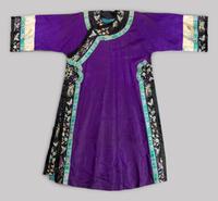A Chinese Embroidered Silk Manchu Ladies' Robe
