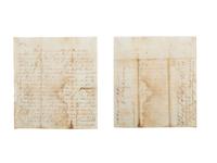[SLAVERY & ABOLITION]. A group of court documents from Kentucky highlighted by a writ of execution against William I. Thompson for "gambling with [a] negro." Taylor County, Kentucky. 15 March 1856.