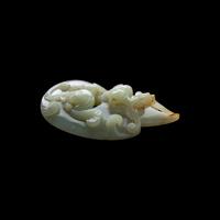 Four Chinese Celadon Jade Carvings, Late 20th Century 近代 玉把件四枚