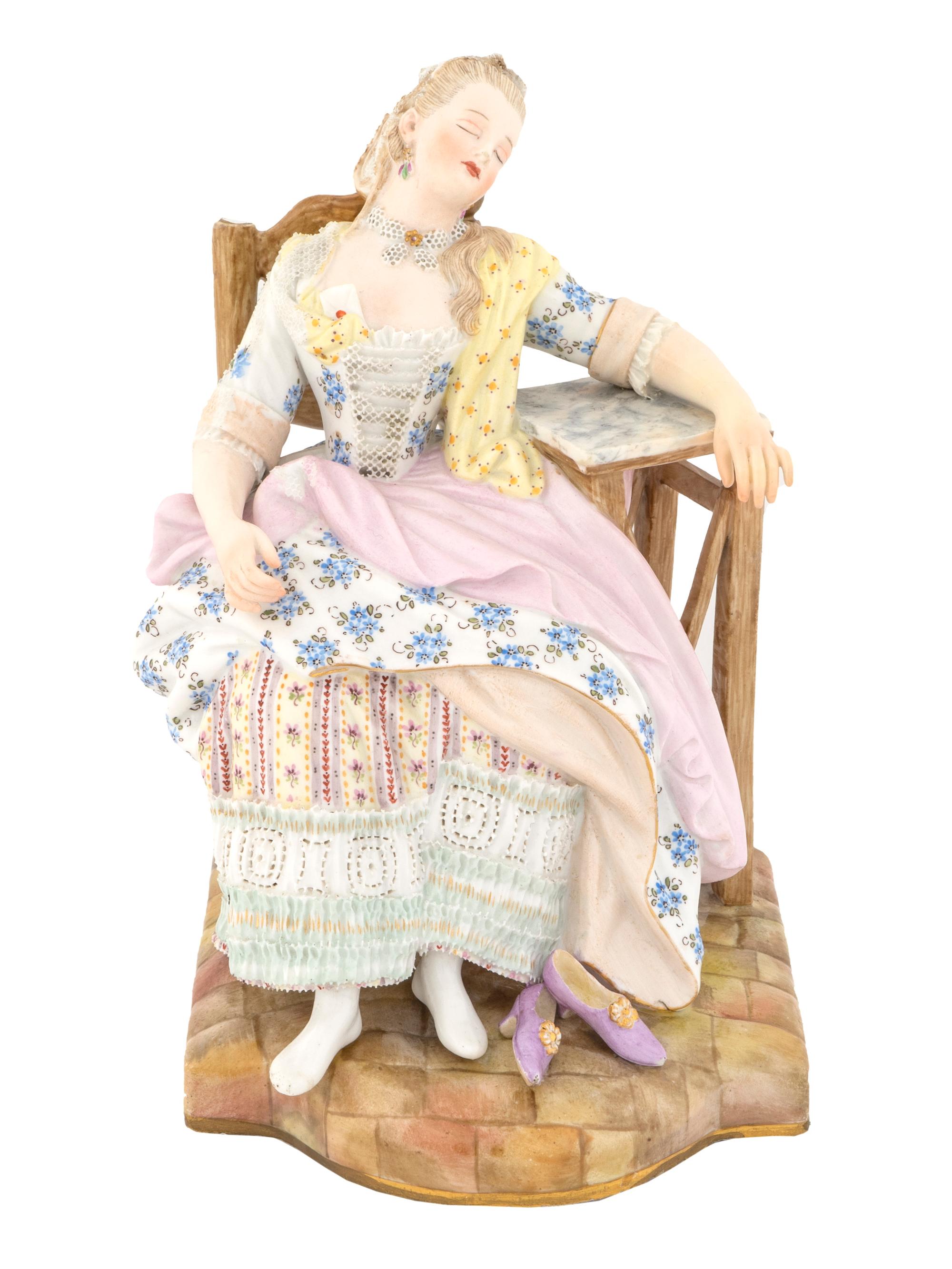 A Meissen Porcelain Figure of a Sleeping Maiden — CIRCA 1900