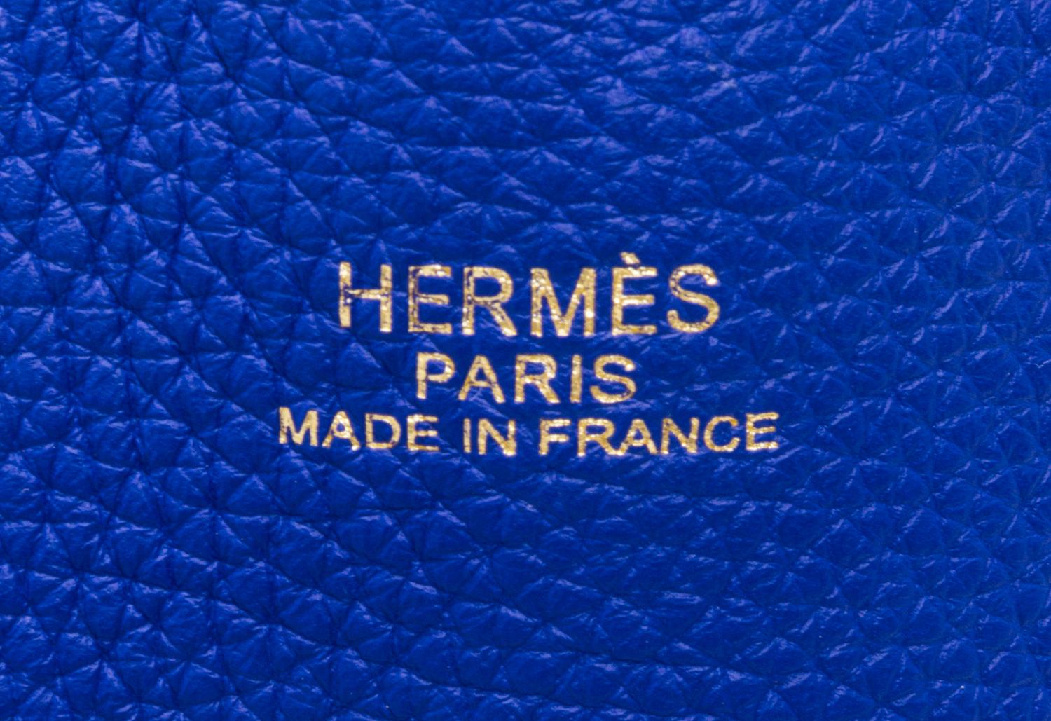An Hermes Graphite/Bleu Electric 45cm Taurillon Clemence Double Sens Tote, 17.5" x 15.5" x 5".