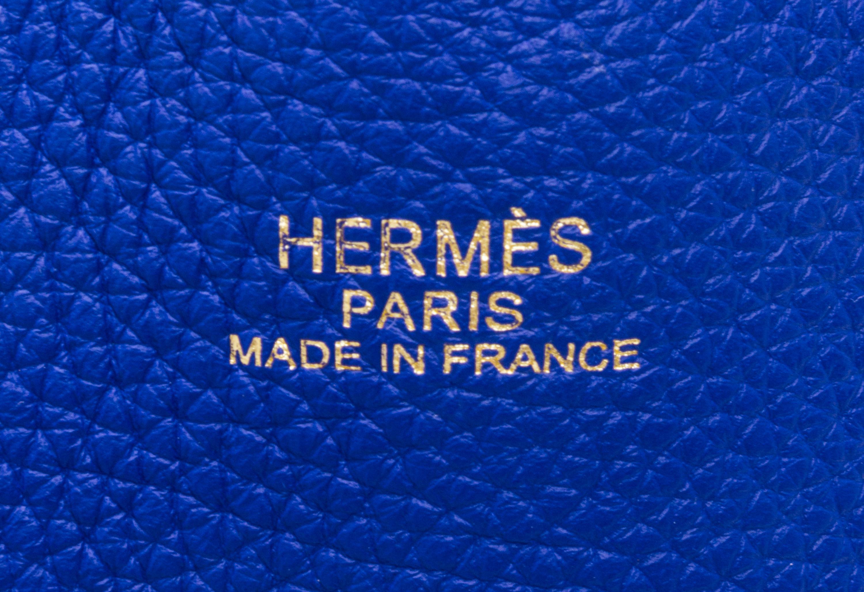 An Hermes Graphite/Bleu Electric 45cm Taurillon Clemence Double Sens Tote, 17.5" x 15.5" x 5".