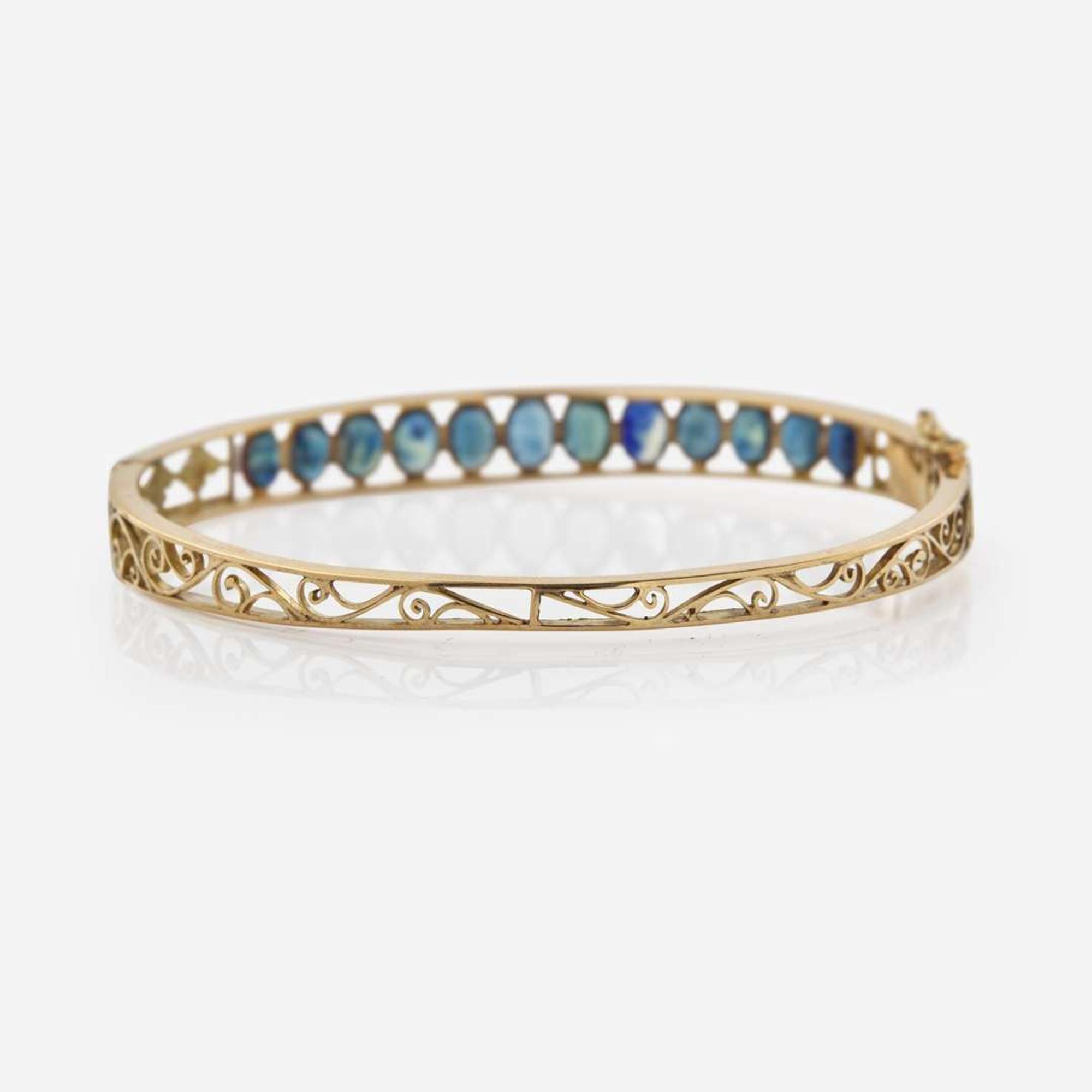 A 14K Yellow Gold and Sapphire Bracelet