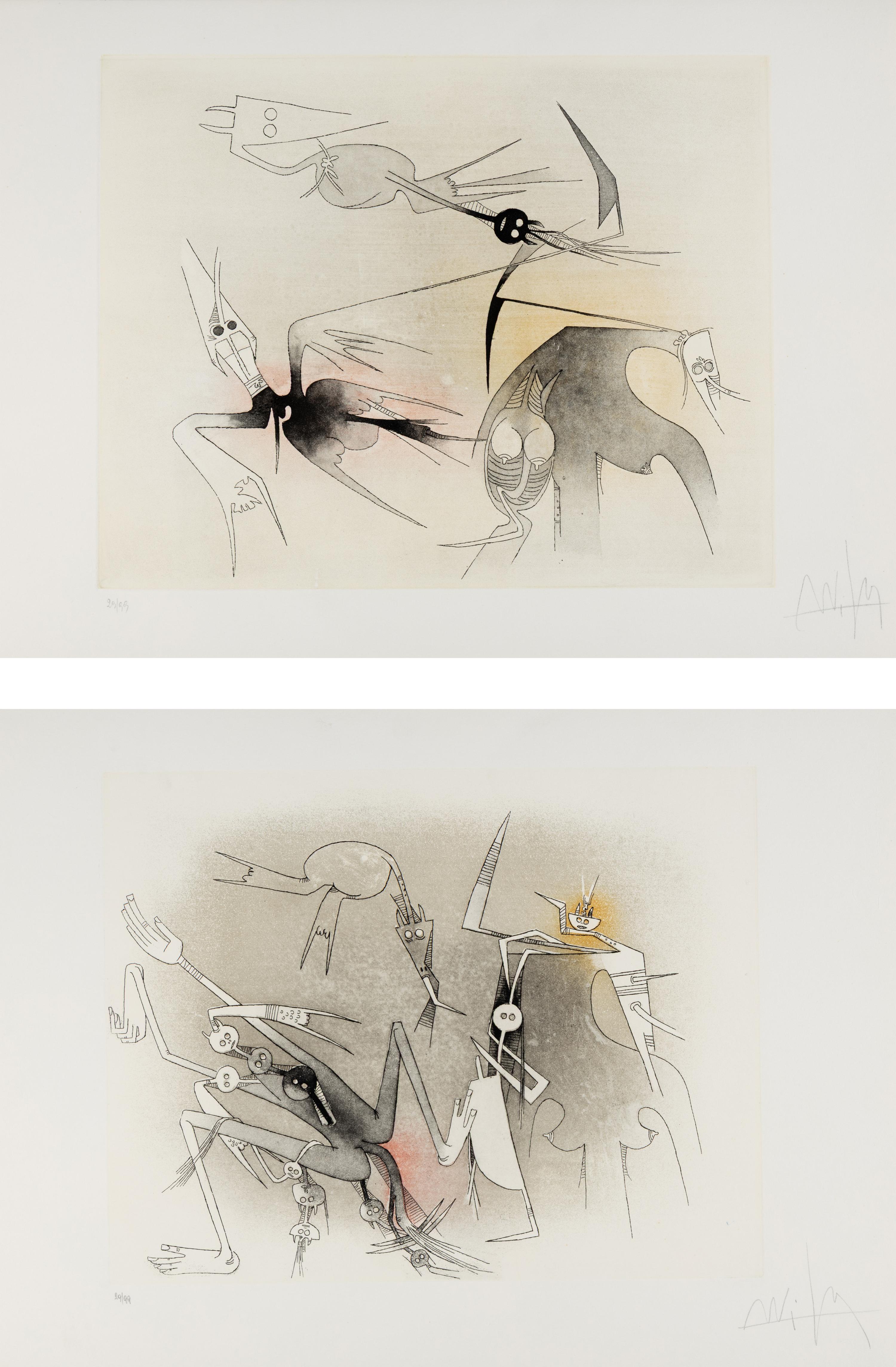 Wifredo Lam (Cuban, 1902-1982) — Two works from Visible Invisible , 1972