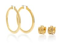A Collection of 14 Karat Yellow Gold Hoop Earrings, 10.60 dwts.