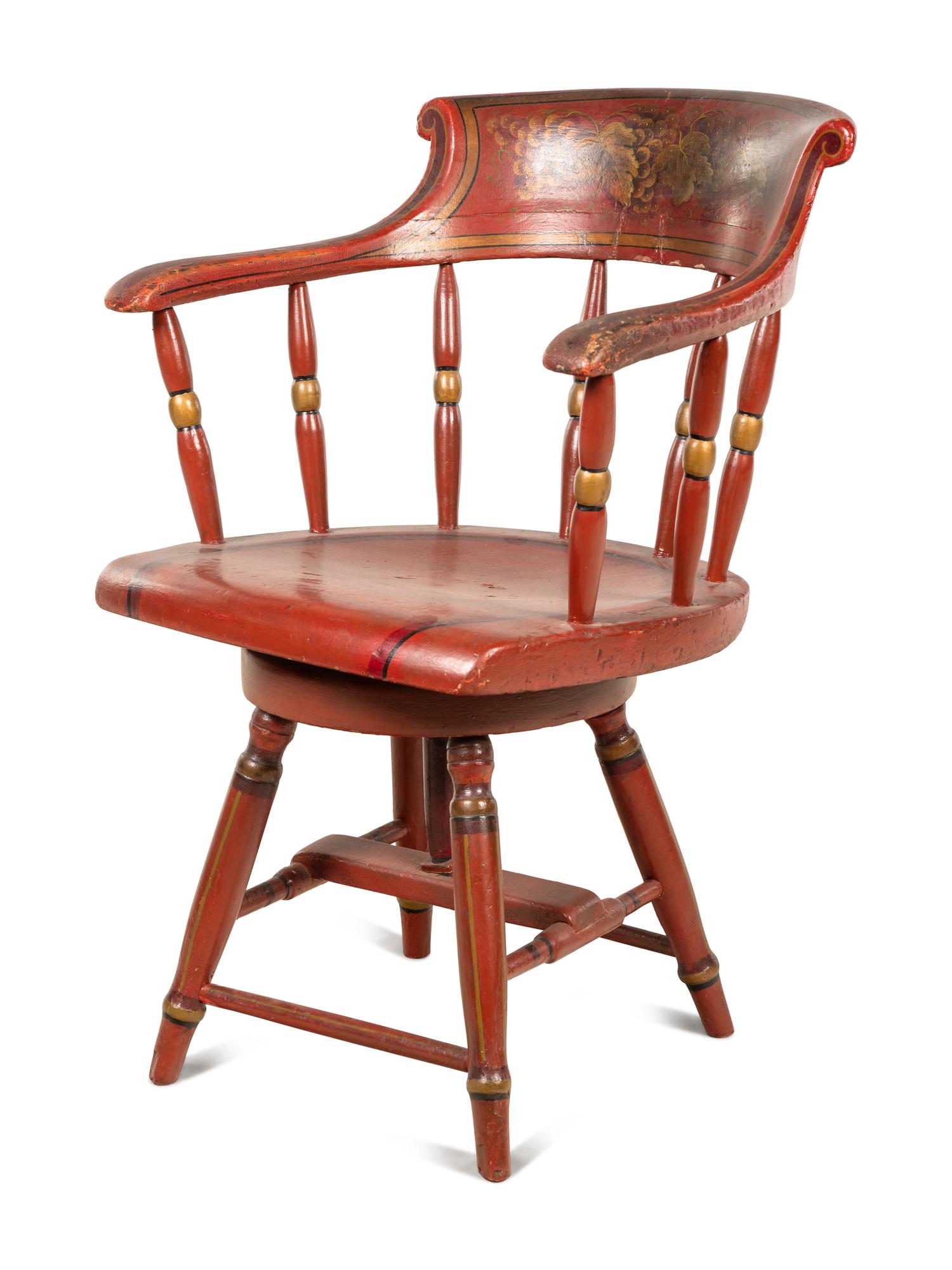 An American Painted and Stenciled Swivel Chair
