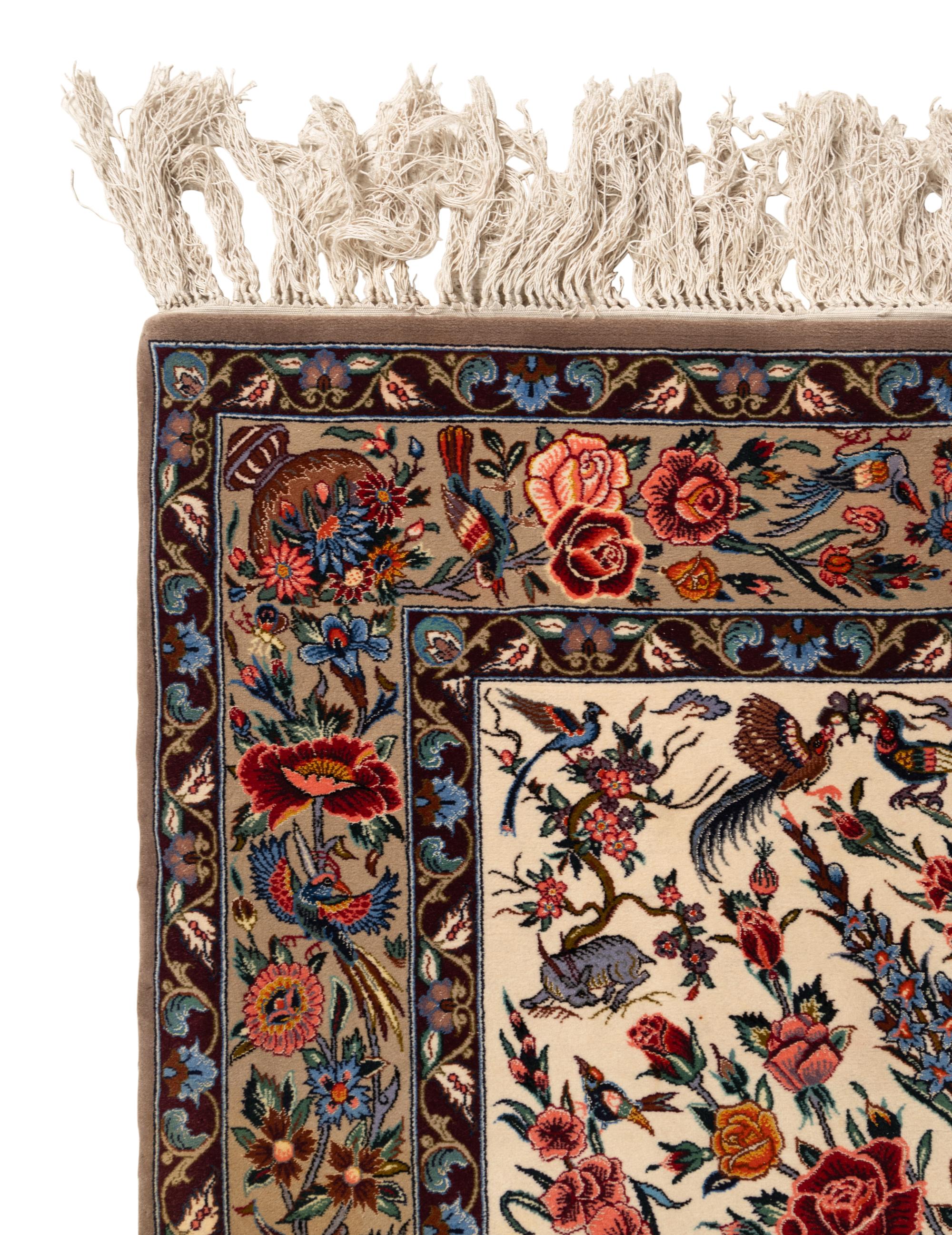 A Qom Wool and Silk Pictorial Rug