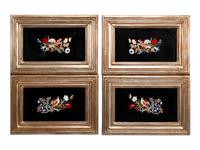 A Set of Four Pietra Dura Plaques in Giltwood Frames