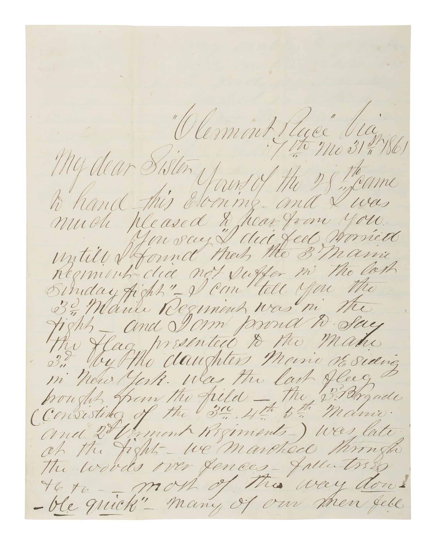 [CIVIL WAR]. War-date archive identified to Lieutenant George S. Andrews, 3rd Maine Infantry.