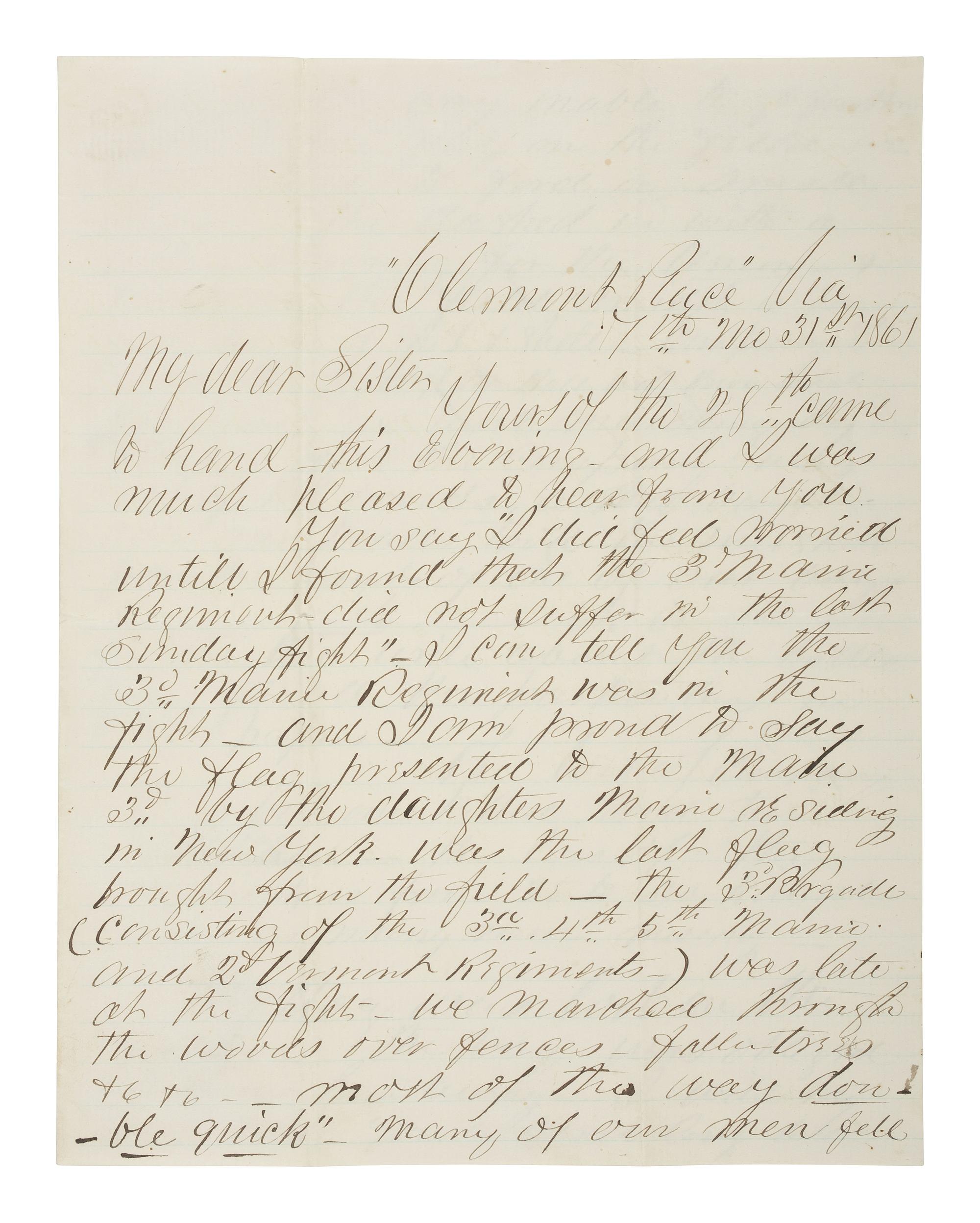 [CIVIL WAR]. War-date archive identified to Lieutenant George S. Andrews, 3rd Maine Infantry.