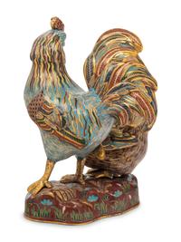A Chinese Cloisonne Enamel 'Rooster' Group
