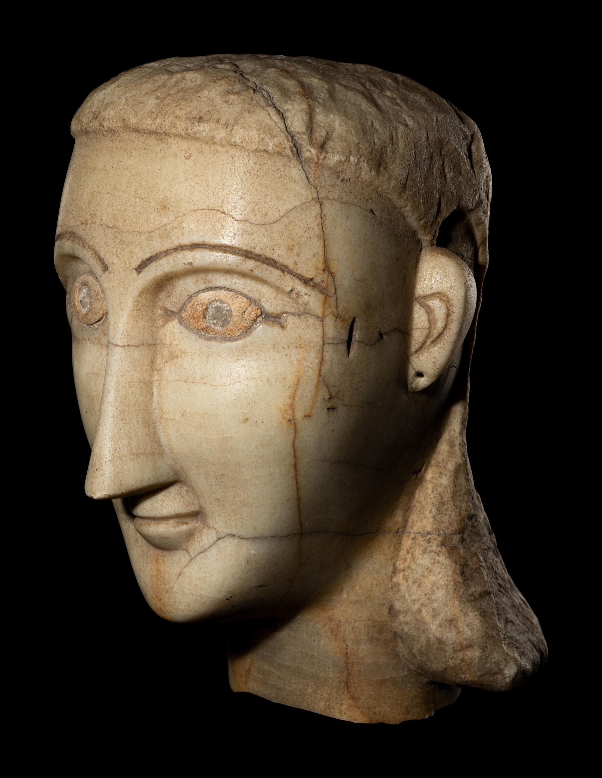A South Arabian Alabaster Head of a Woman
