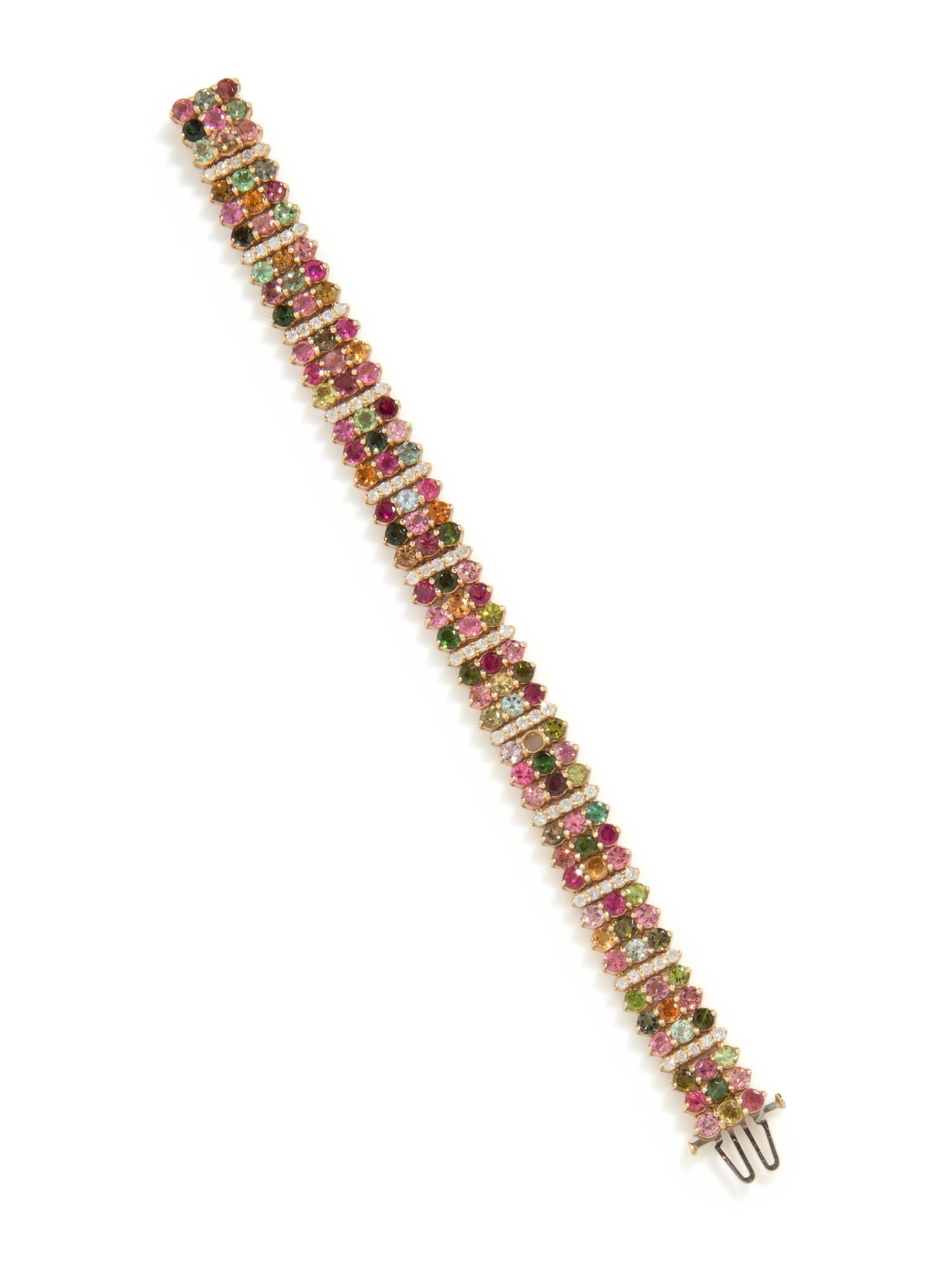 MULTIGEM, DIAMOND, AND GOLD BRACELET