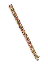 MULTIGEM, DIAMOND, AND GOLD BRACELET