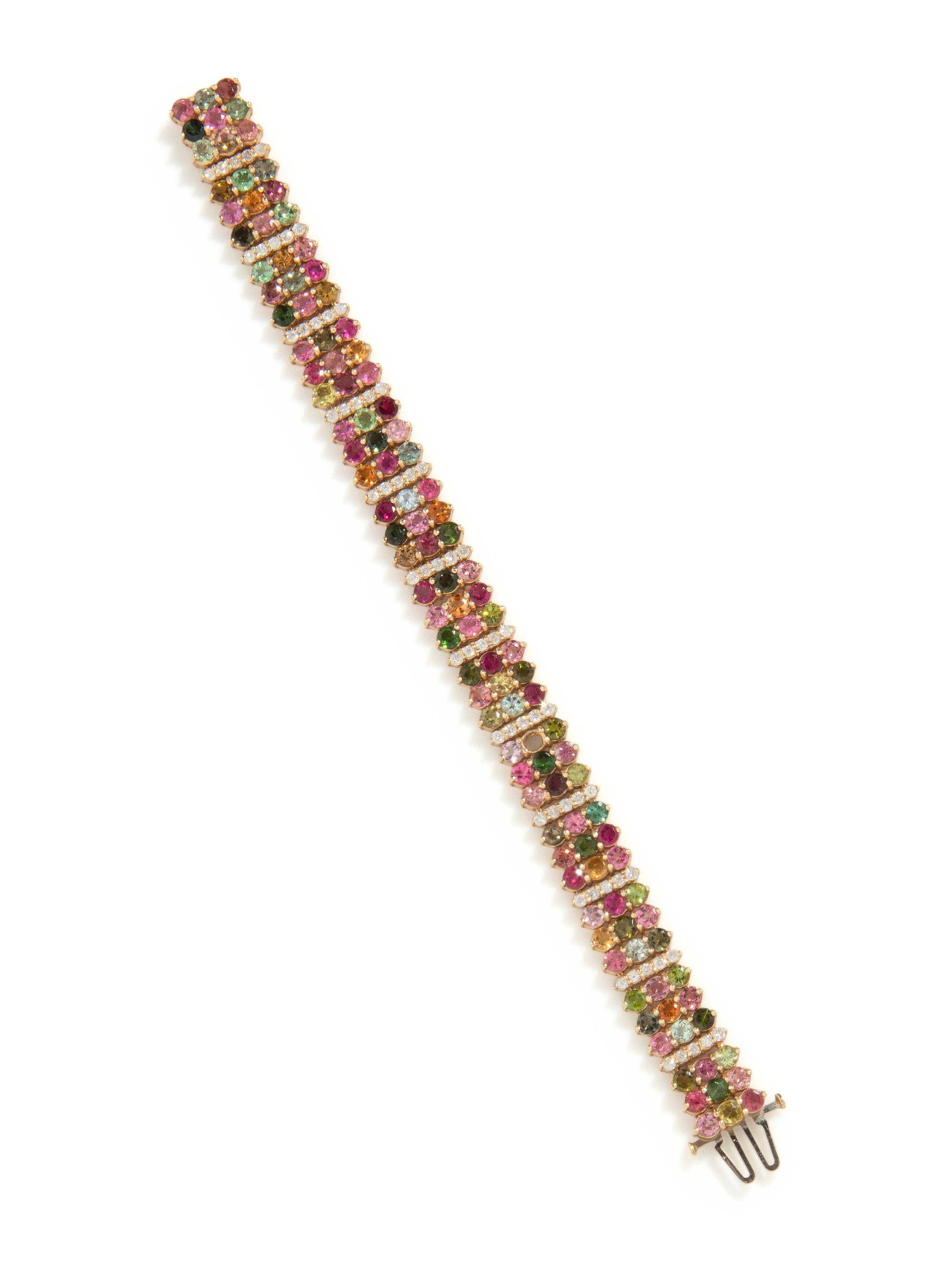 MULTIGEM, DIAMOND, AND GOLD BRACELET