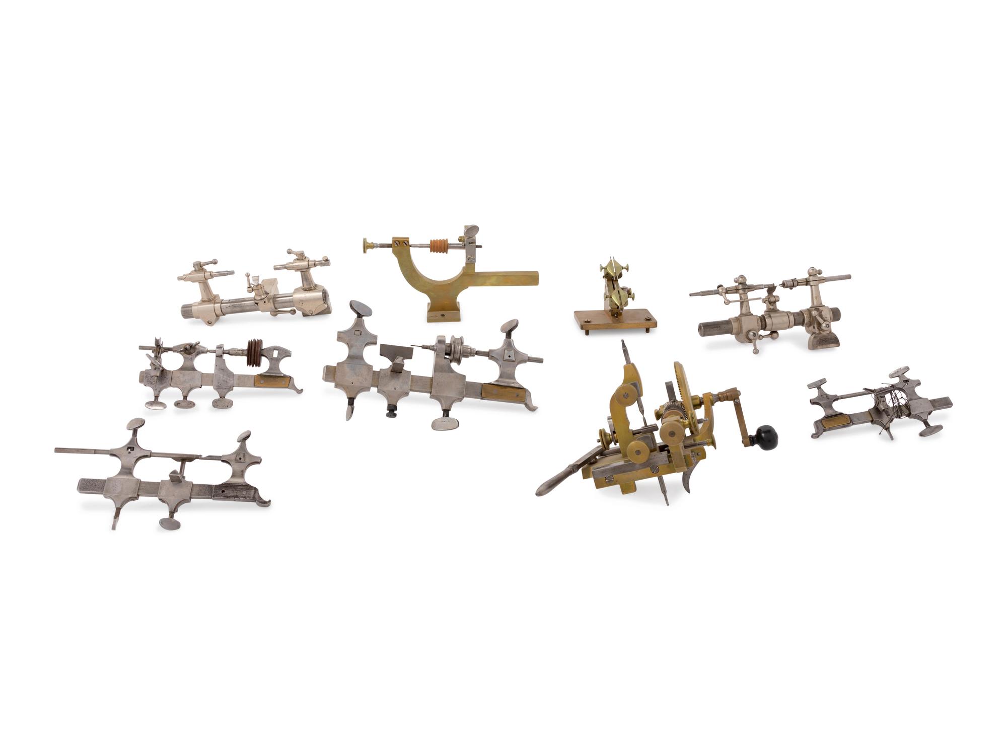 A Collection of Watch Maker's Tools and Lathe Accessories