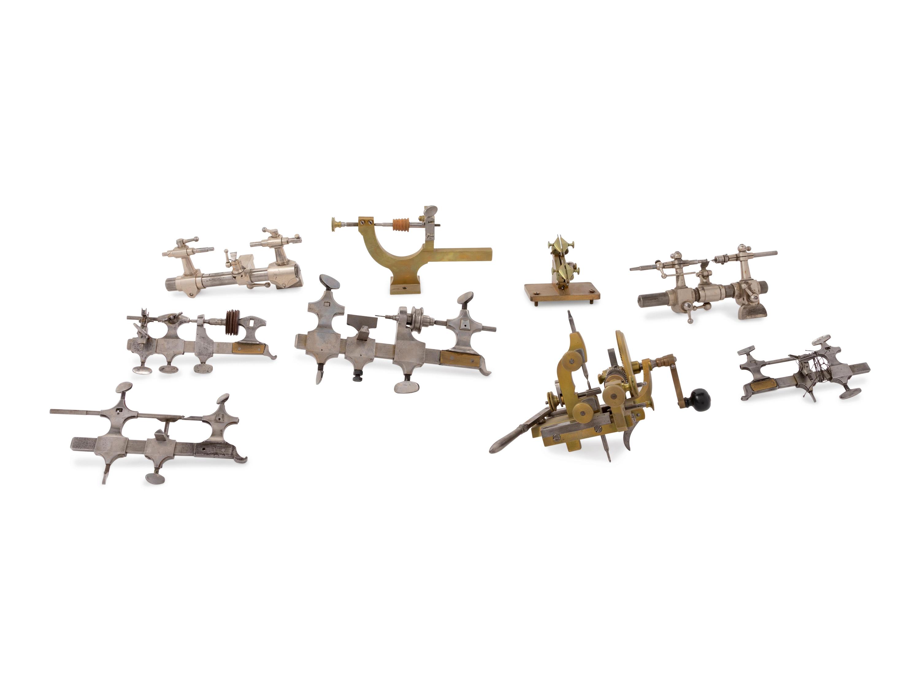 A Collection of Watch Maker's Tools and Lathe Accessories