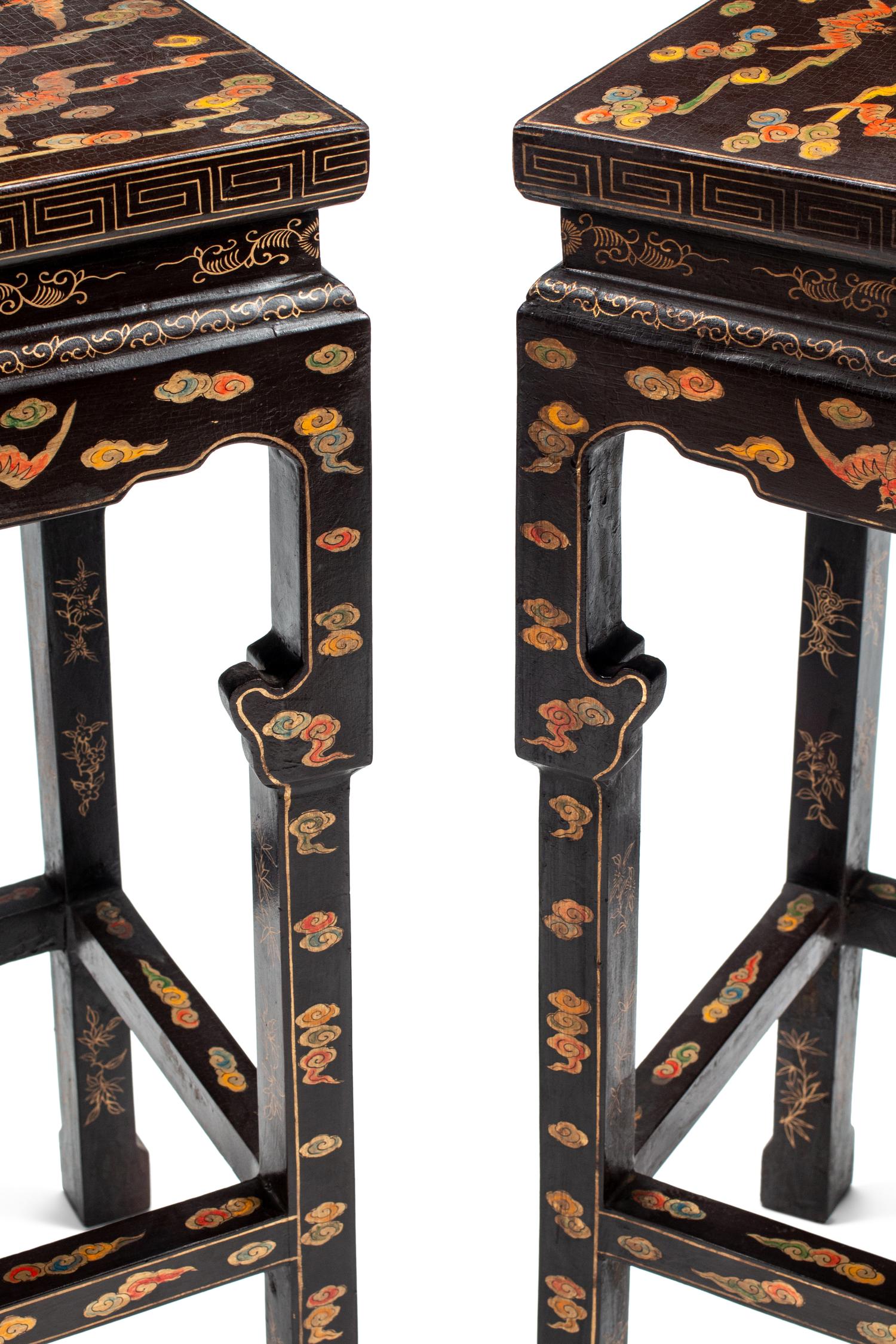 A Pair of Chinese Export Lacquer Pedestals