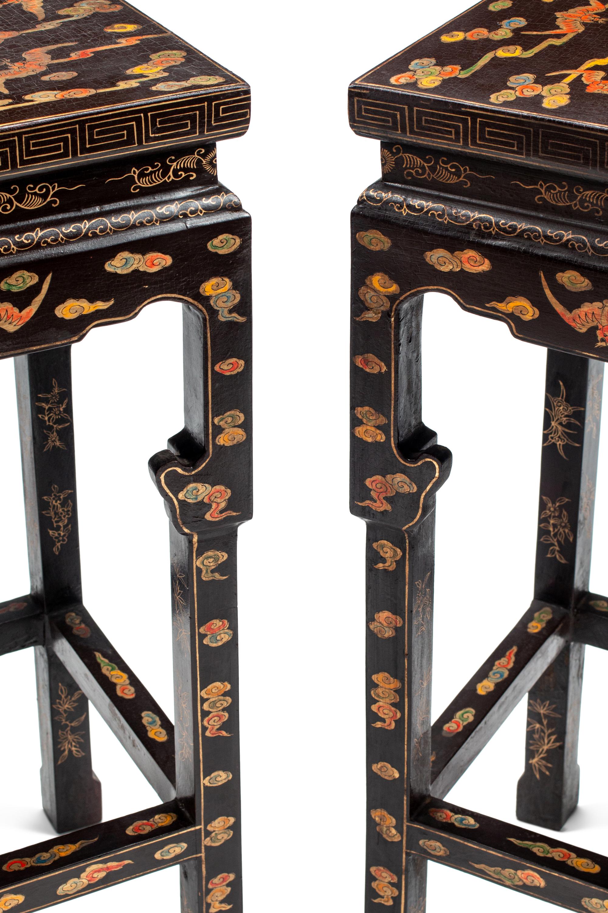 A Pair of Chinese Export Lacquer Pedestals
