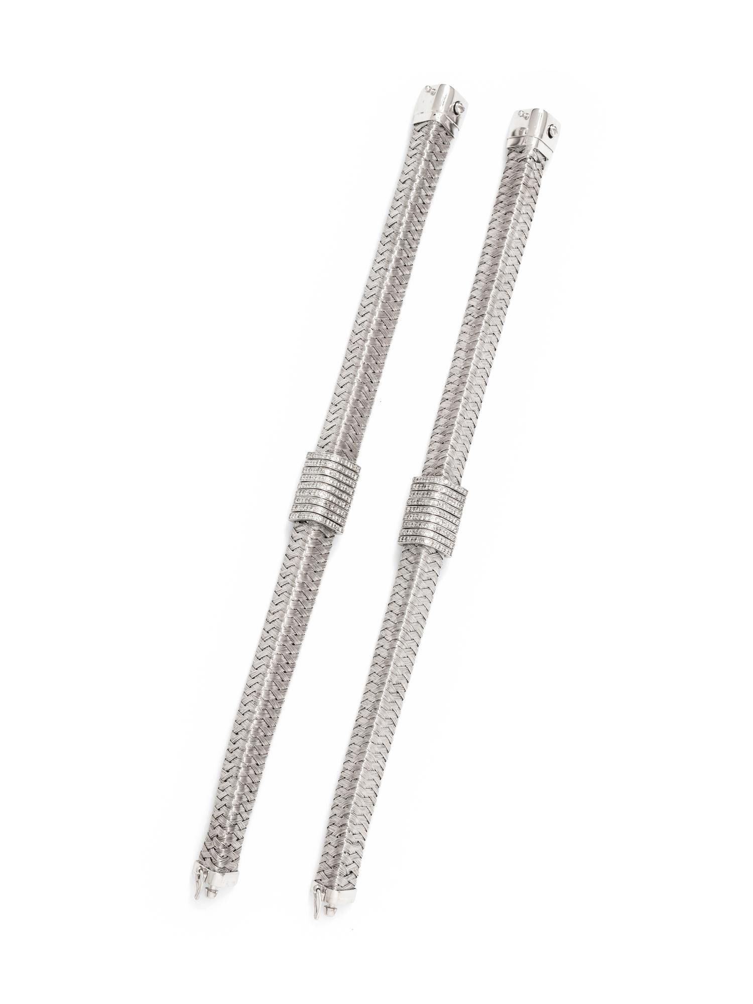 ROBERTO COIN, PAIR OF WHITE GOLD AND DIAMOND BRACELETS