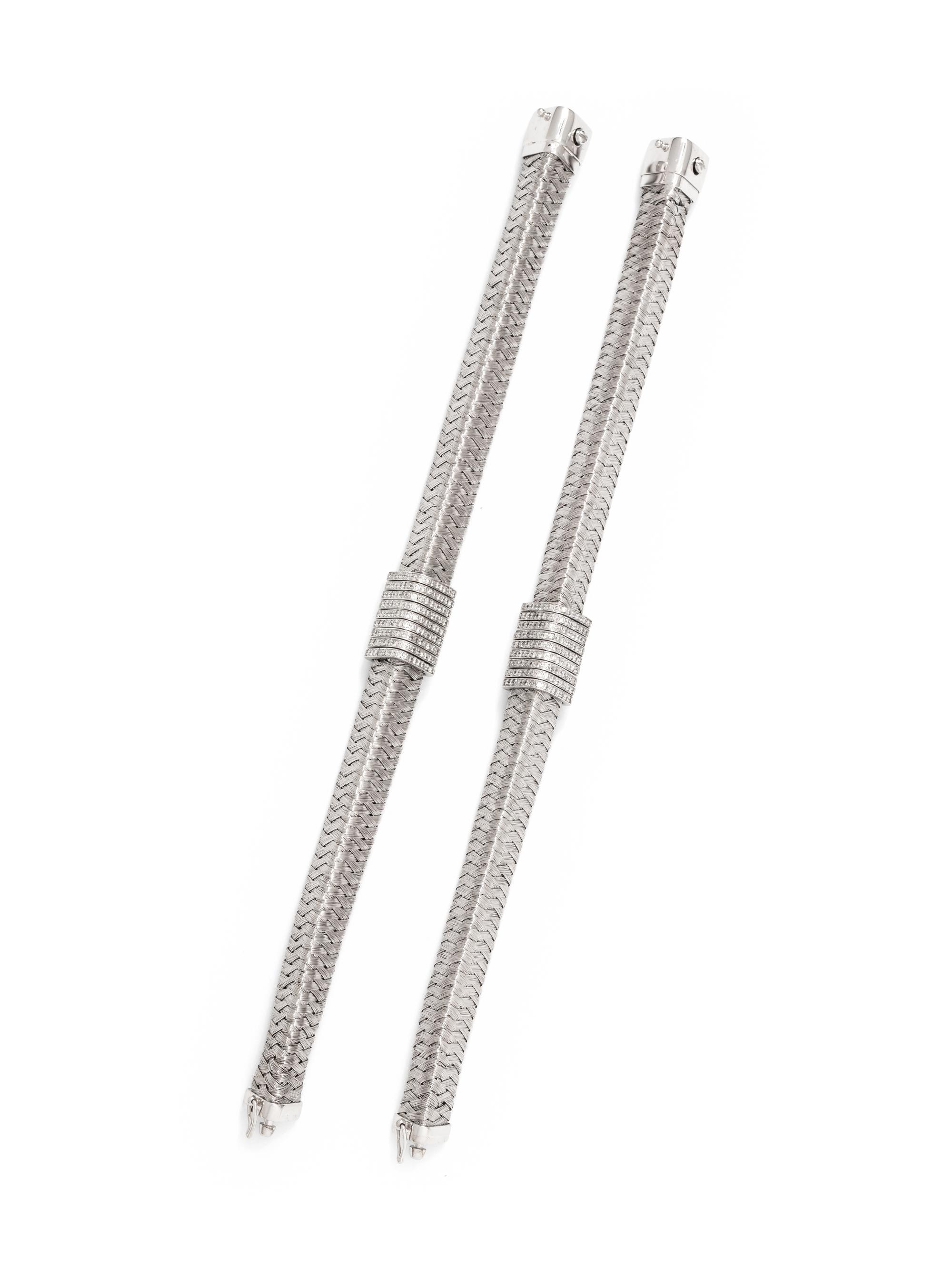 ROBERTO COIN, PAIR OF WHITE GOLD AND DIAMOND BRACELETS
