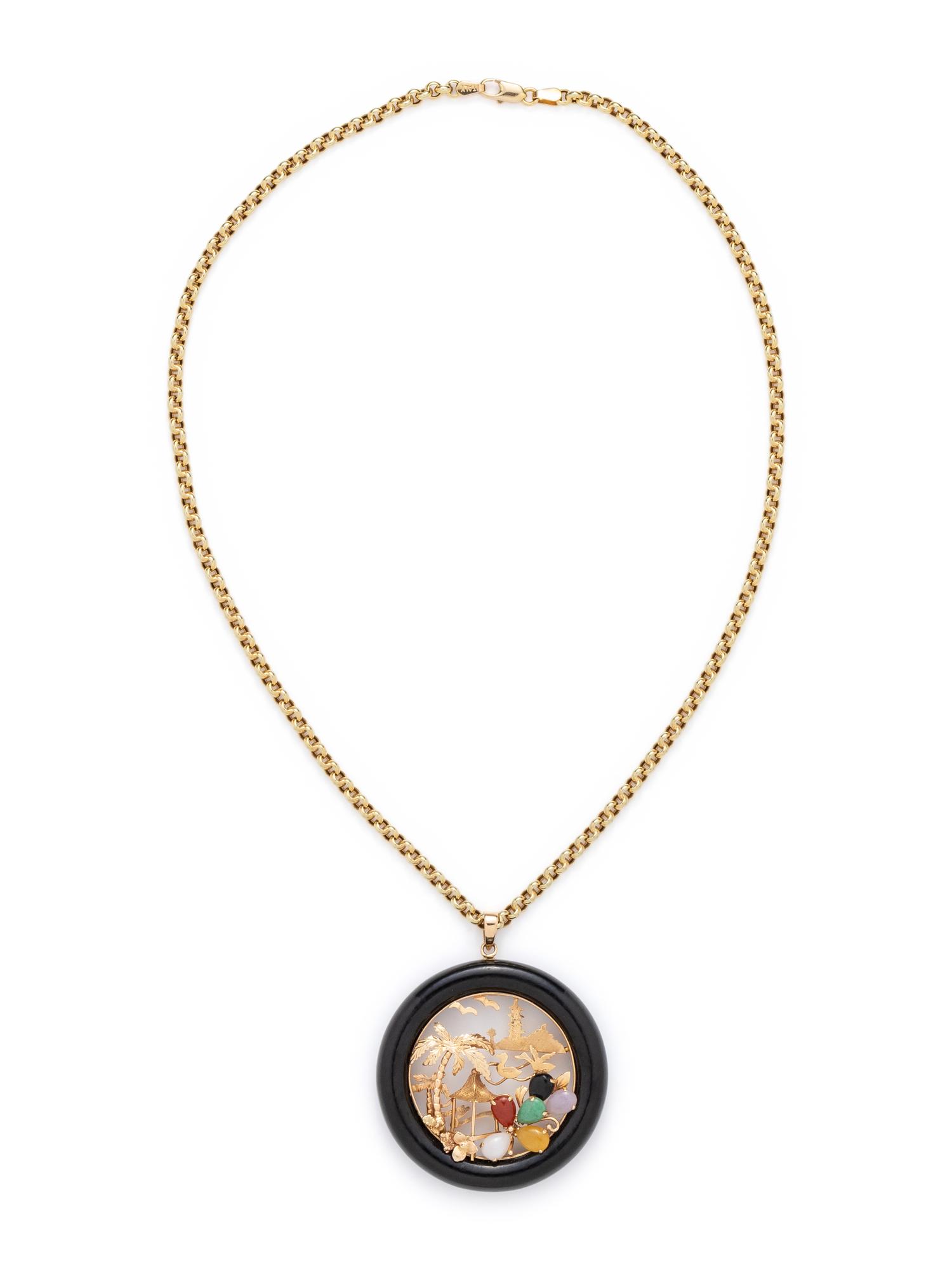 YELLOW GOLD AND JADE PENDANT/NECKLACE