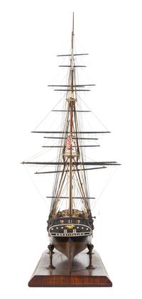A Model of the "USS Constitution" Height 29 1/4 x length of model 33 inches.