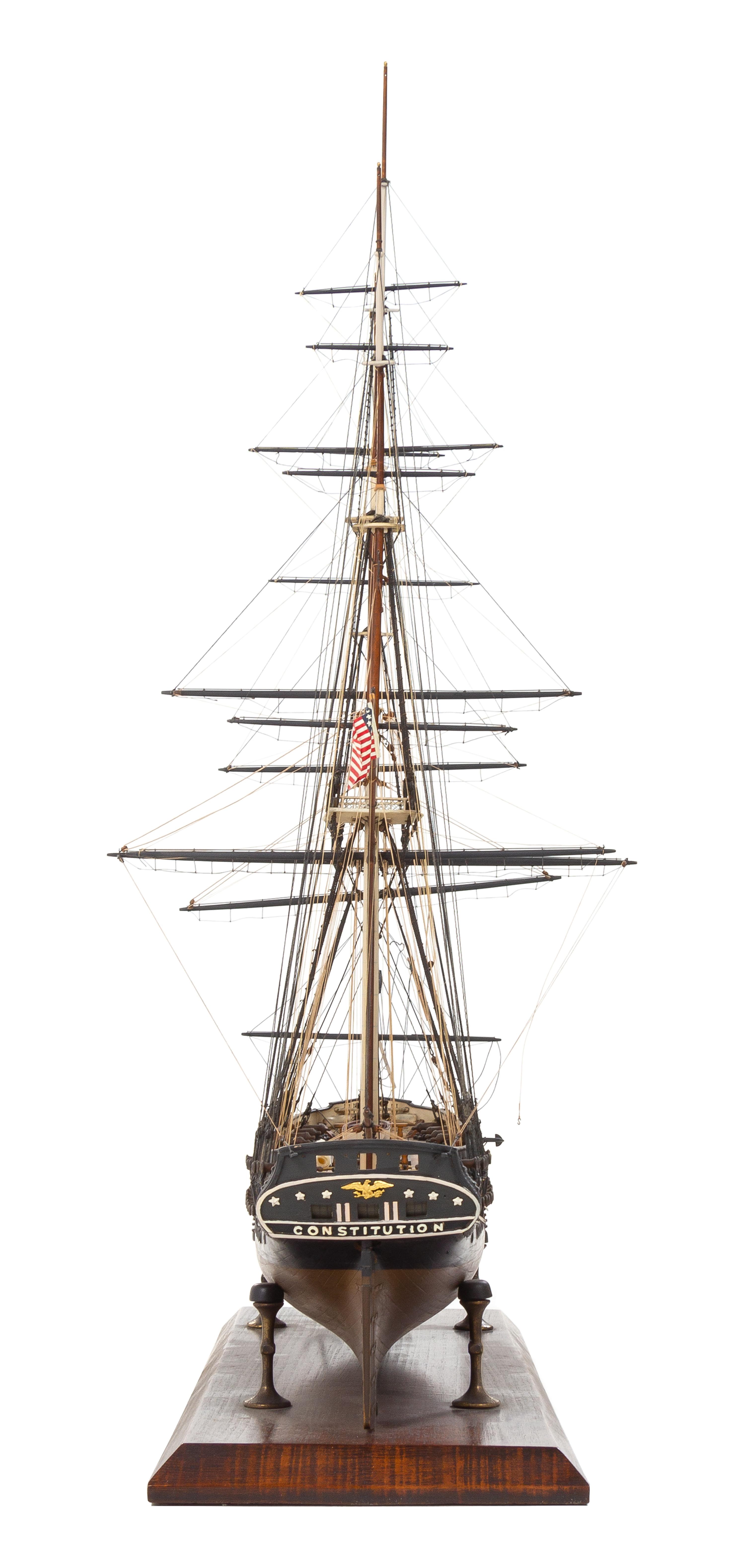 A Model of the "USS Constitution" Height 29 1/4 x length of model 33 inches.