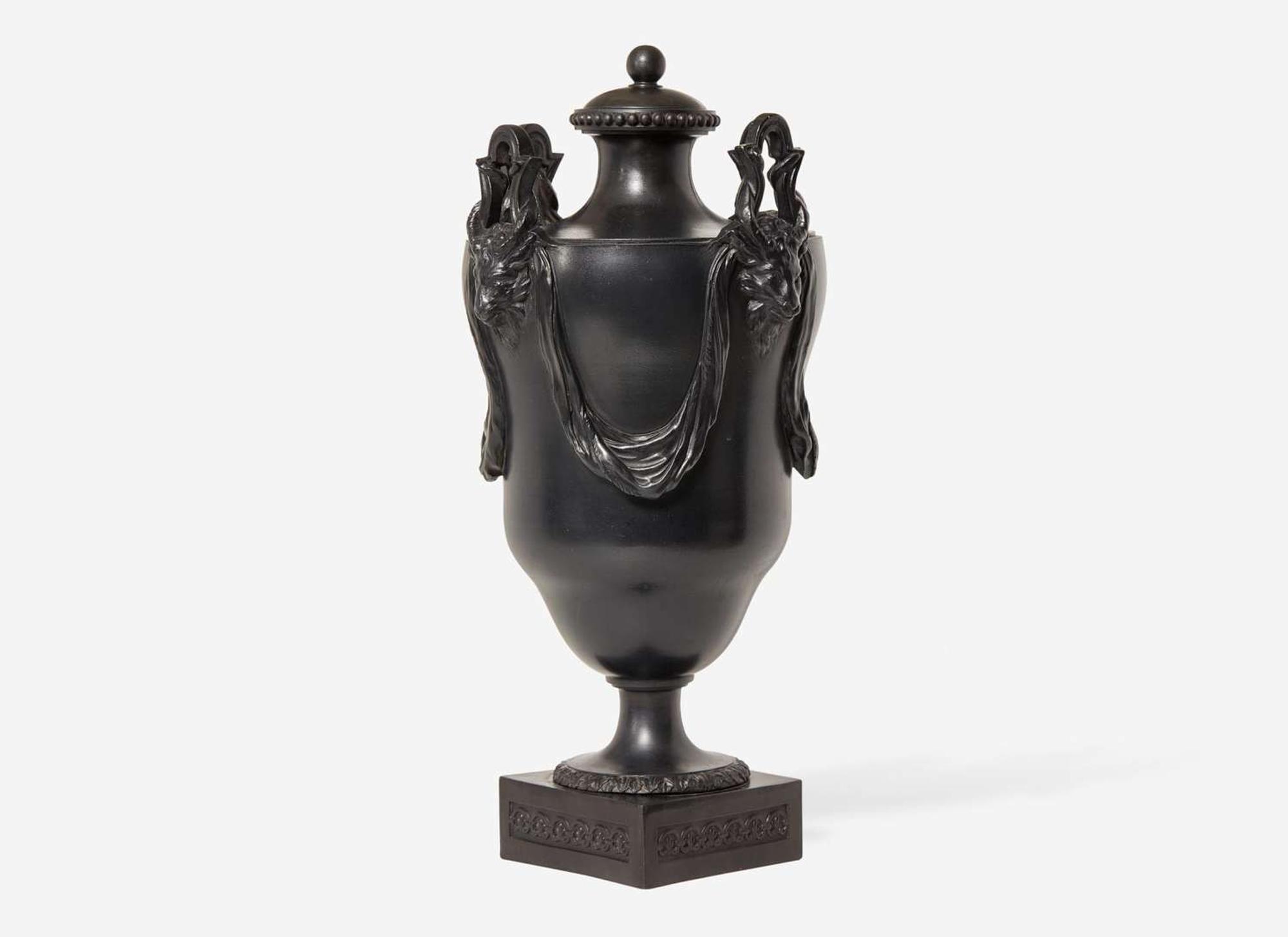 A Large Wedgwood & Bentley Four Handled Black Basalt Vase and Cover, UK, 1770s