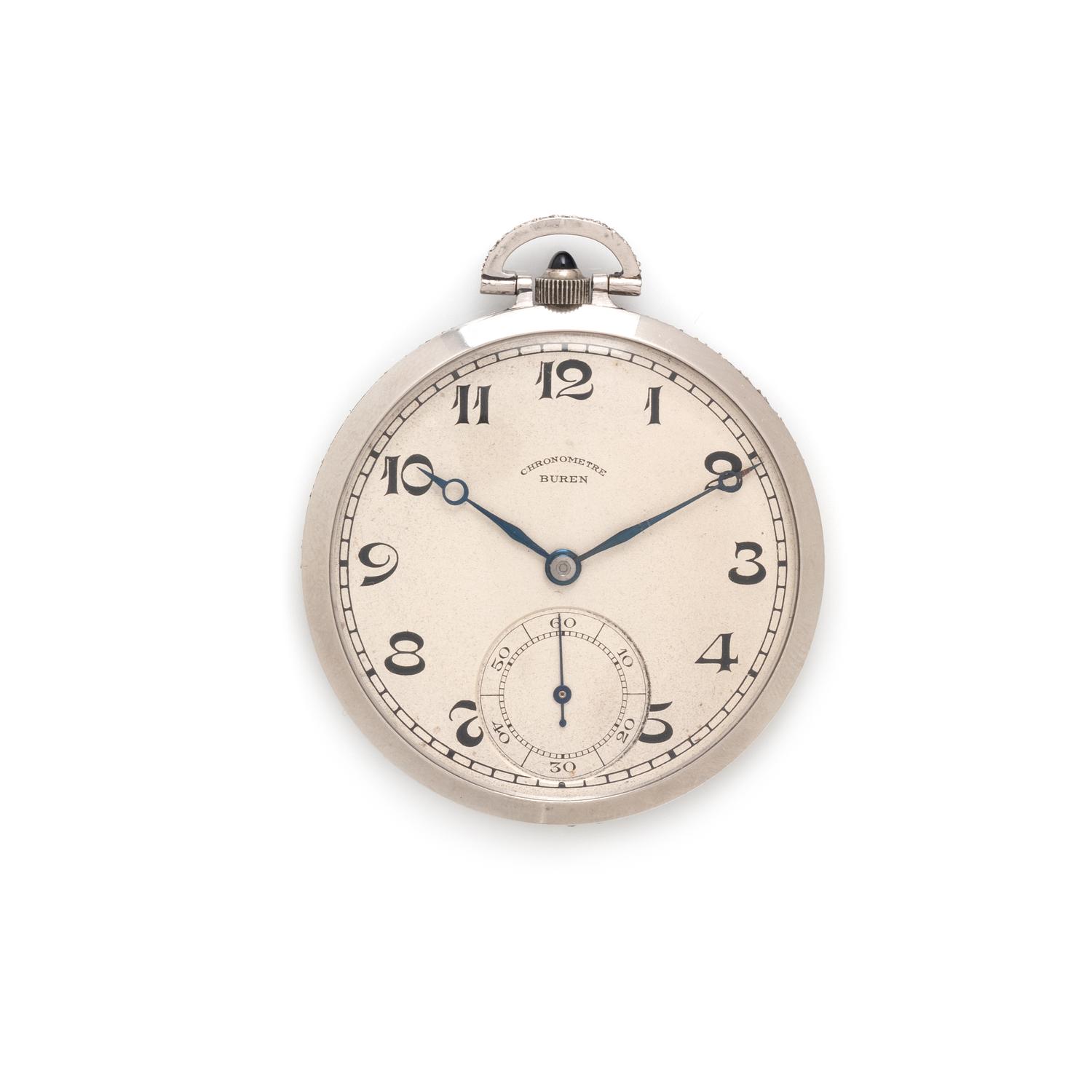 BUREN, PLATINUM AND DIAMOND POCKET WATCH