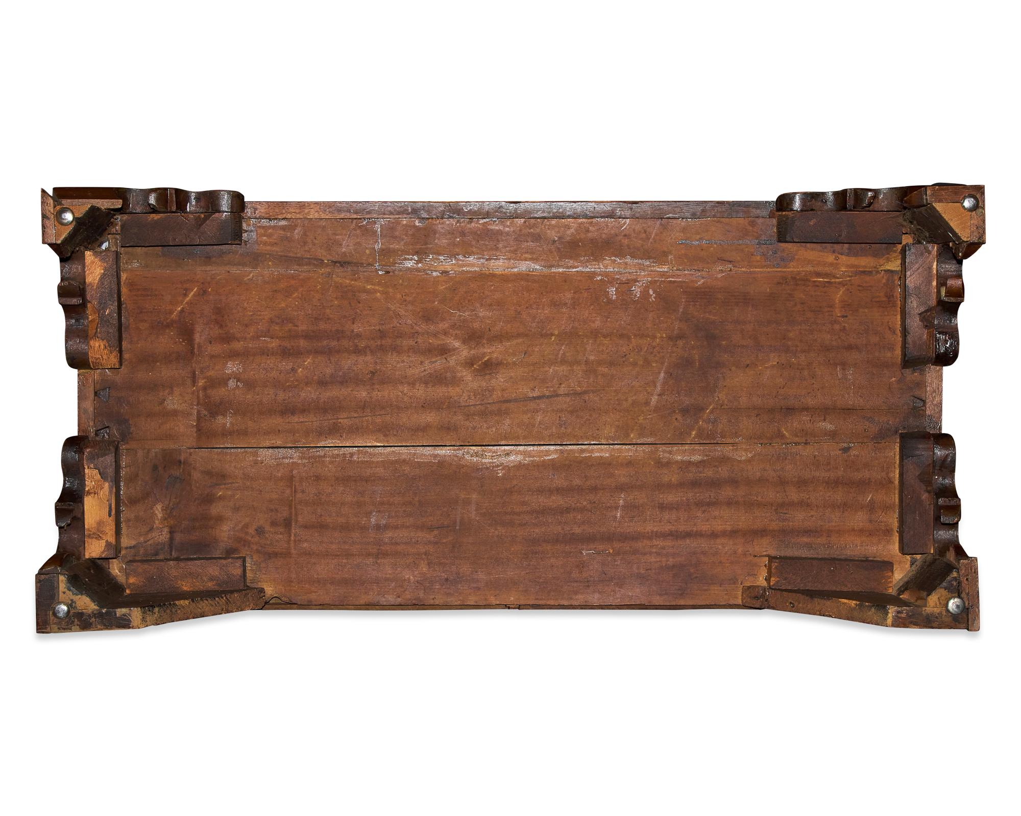 A Rare Federal Carved Butternut or Walnut Peaked Pediment Tall Chest