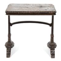 A Chinese Export Mother-of-Pearl Inlaid Lacquered Table Height 28 1/2 x width 28 x depth 20 1/2 inches. — 19TH CENTURY